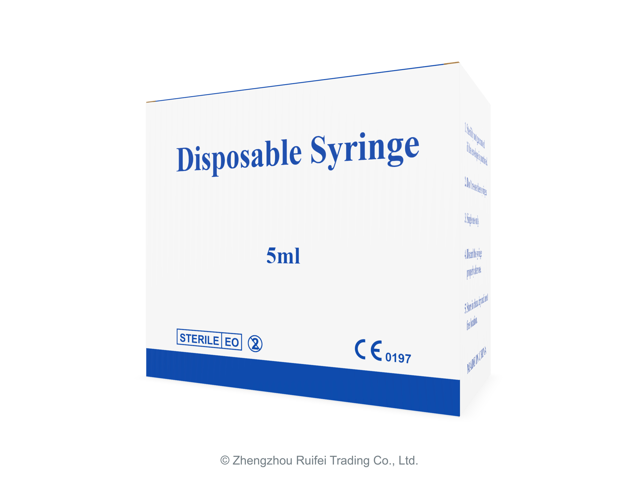 Perspective view of the 5mL syringe box.